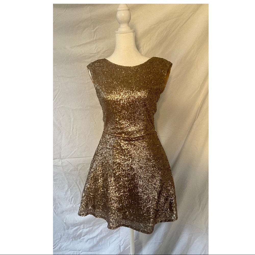 Tobi Gold Sequined Mini Dress